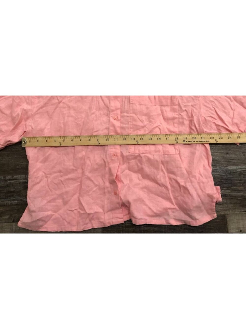 Abercrombie & Fitch 90s Cropped Linen-Blend Button-Up Shirt Large Pink New Tags - Picture 5 of 6